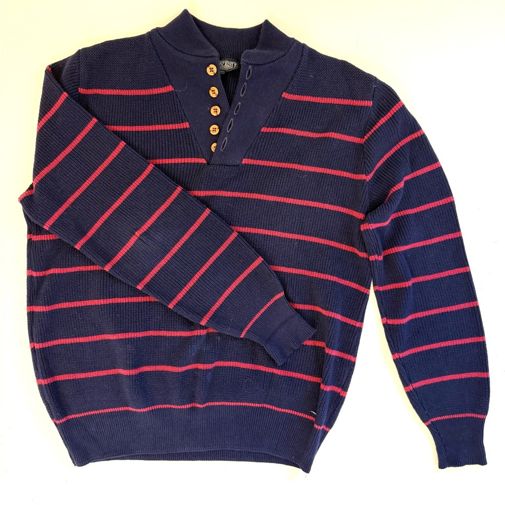 Lands' End Blue and Pink Men’s Sweater. 100% cotton 90’s style.